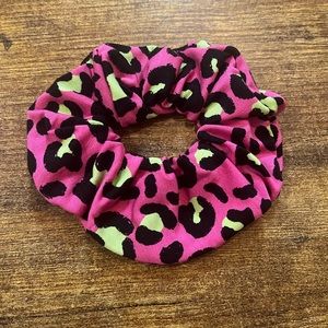 Hand made pink leopard print Scrunchie bamboo cotton super soft fabric